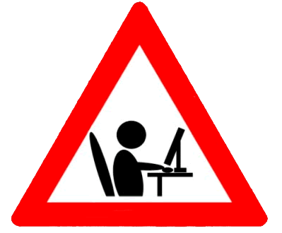 Warndreieck mit PC-Nutzer